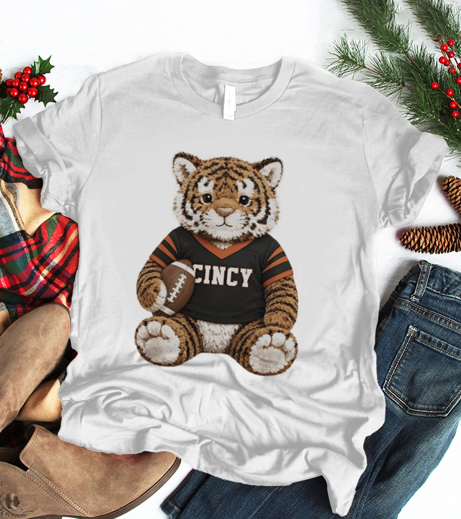 Cincy Bengals Tiger Stuffie With Football T-Shirt