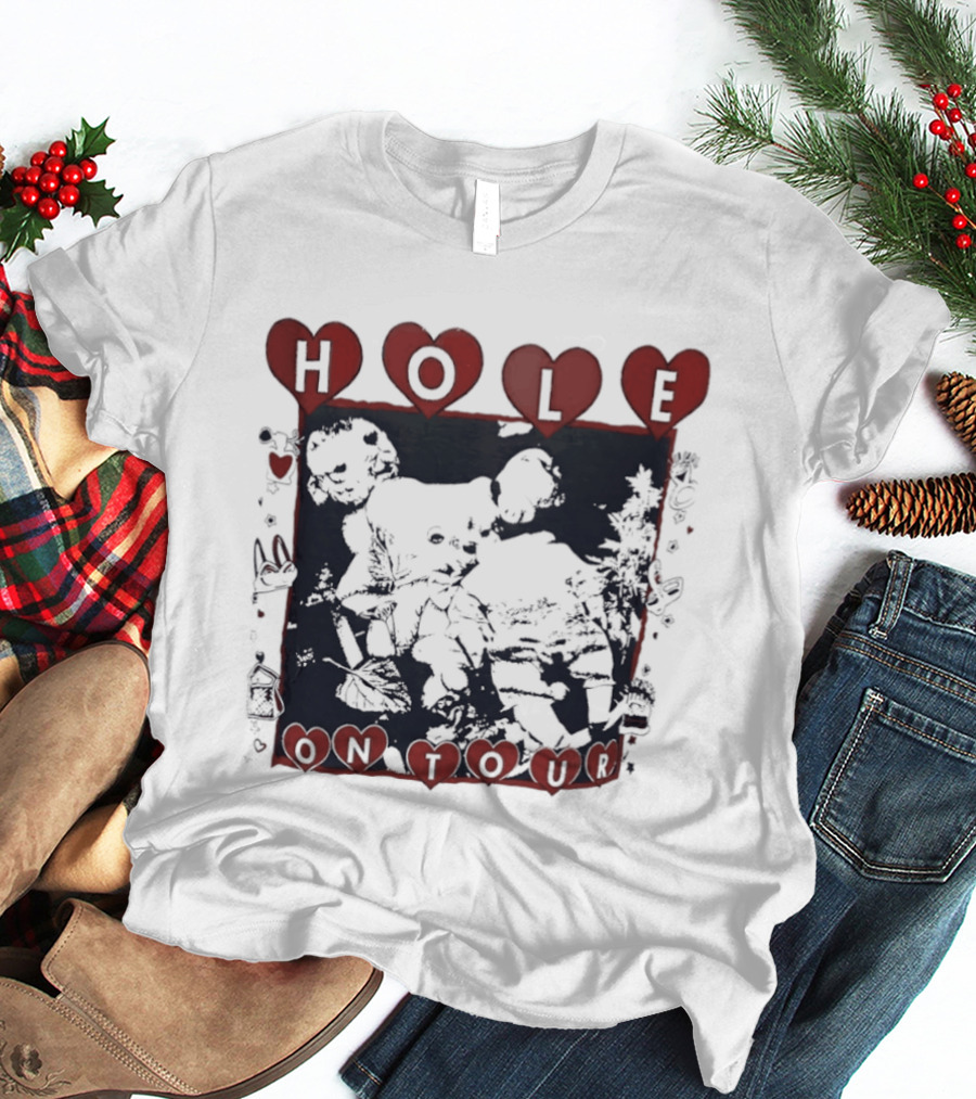Hole Band Courtney Love On Tour Hearts T-Shirt