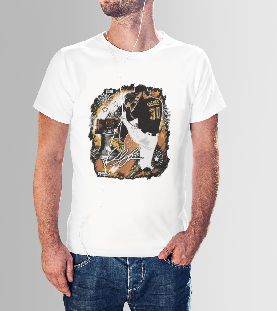 Paul Skenes 30 Pittsburgh Pirates Philly Liberty Bell 2026 Fireworks T-Shirt