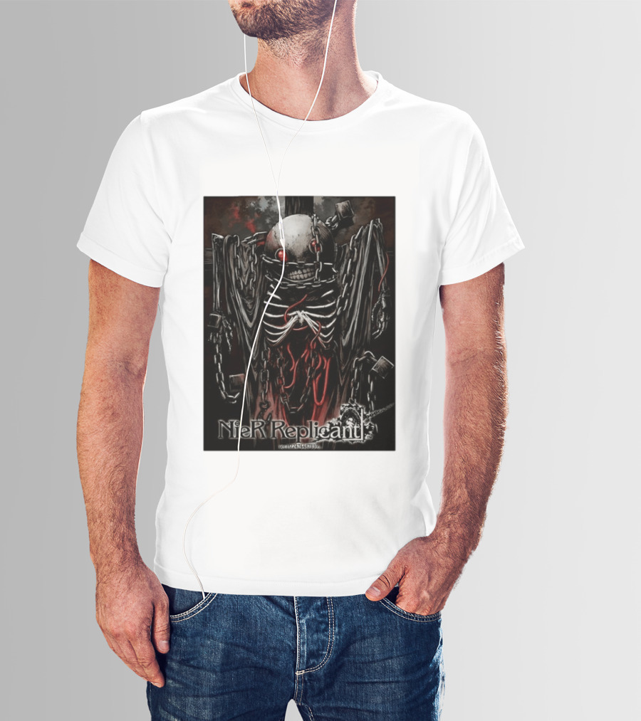Nier Replicant Red Eye Skulls Chains Grim Aesthetic T-Shirt