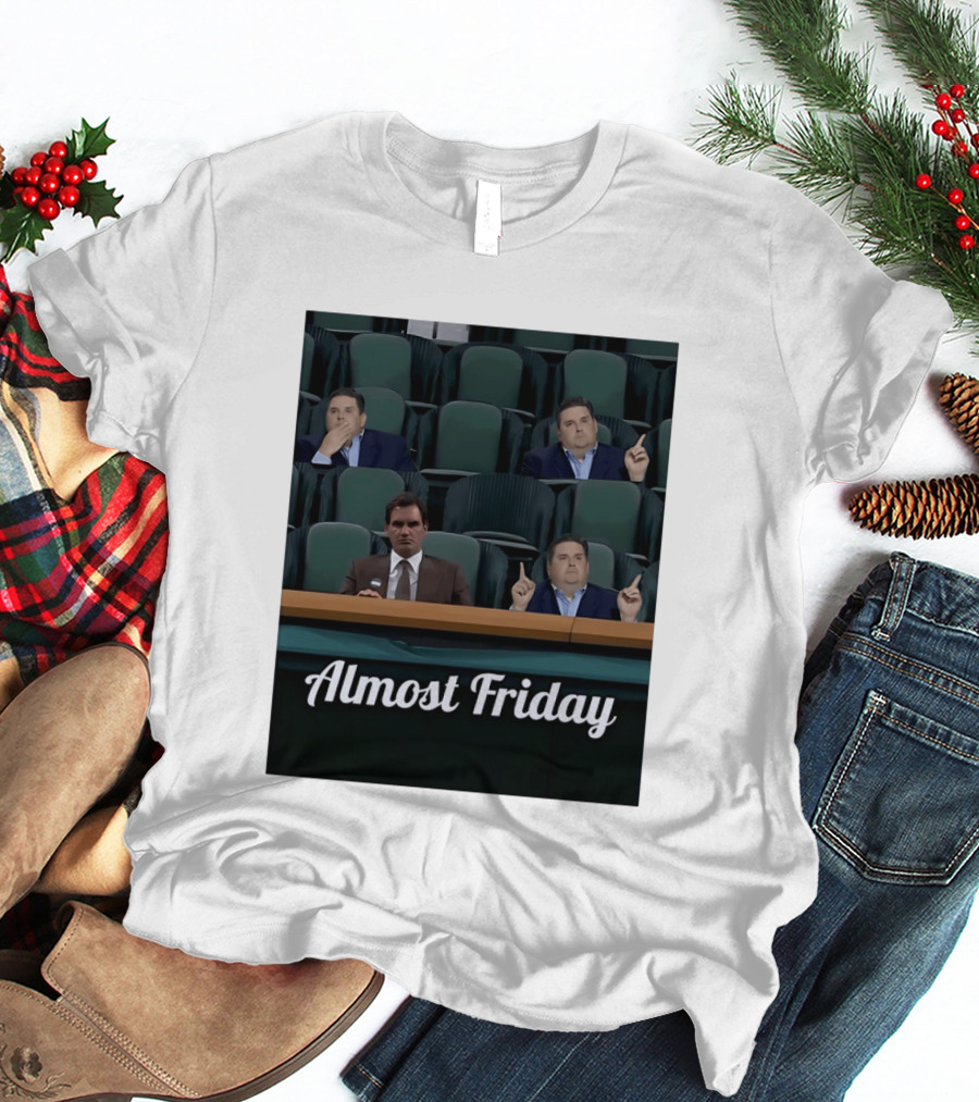 Almost Friday Brian Windhorst Meme Four Men In Stadium Seats T-Shirt