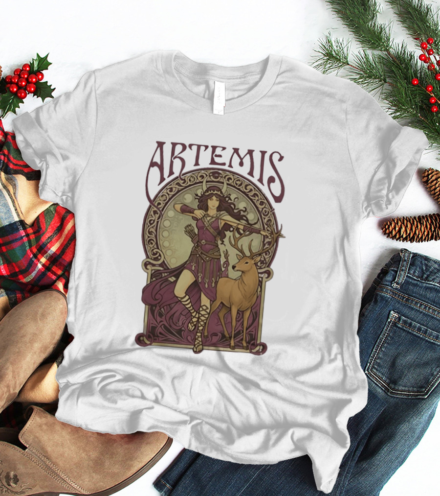 Artemis Greek Goddess Archer With Deer Mythology T-Shirt
