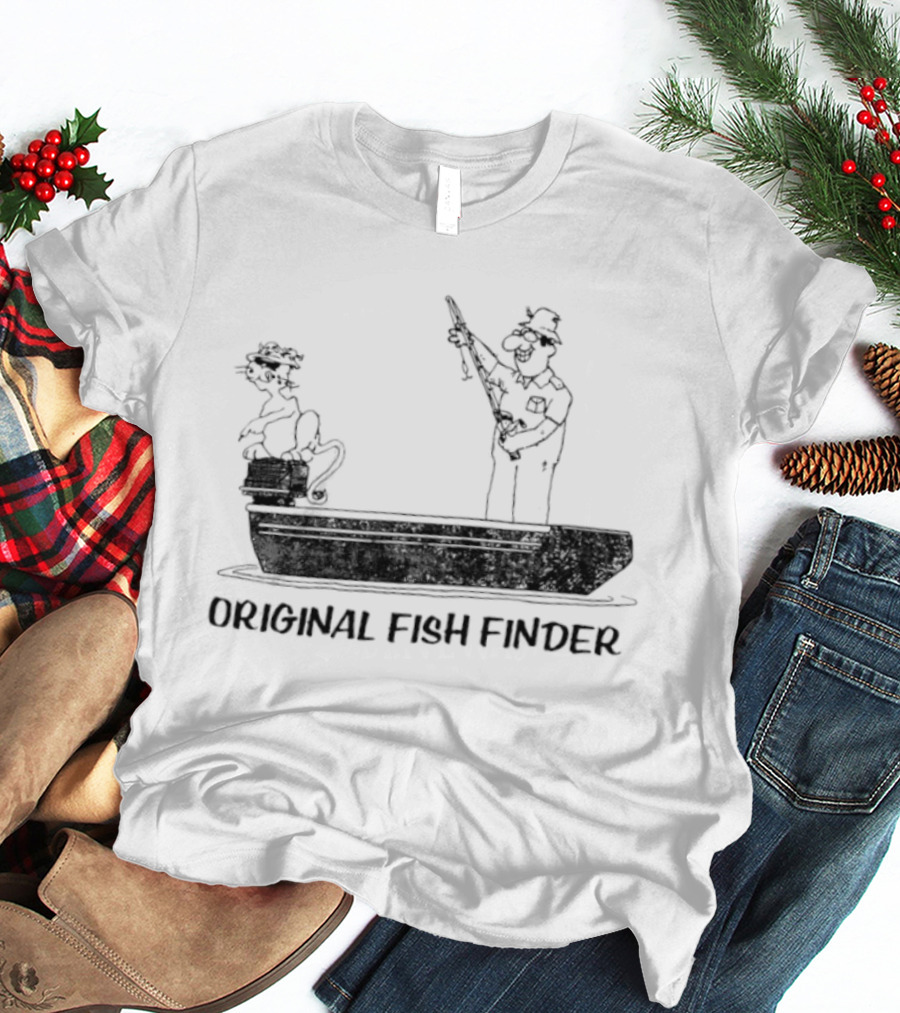Original Fish Finder Fishing Fisherman Boat Scene T-Shirt