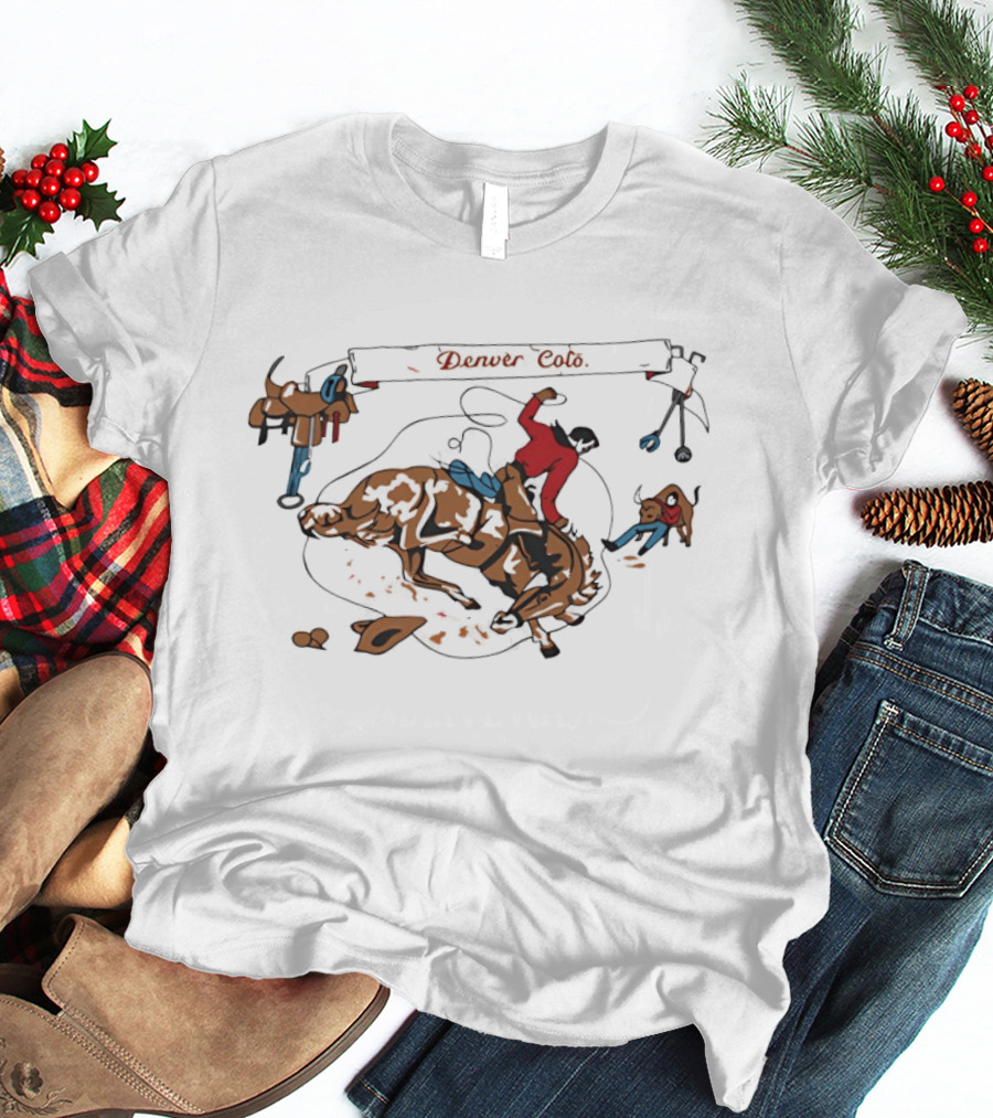 Denver Colo Rodeo Cowboy Riding Bucking Bull Western T-Shirt