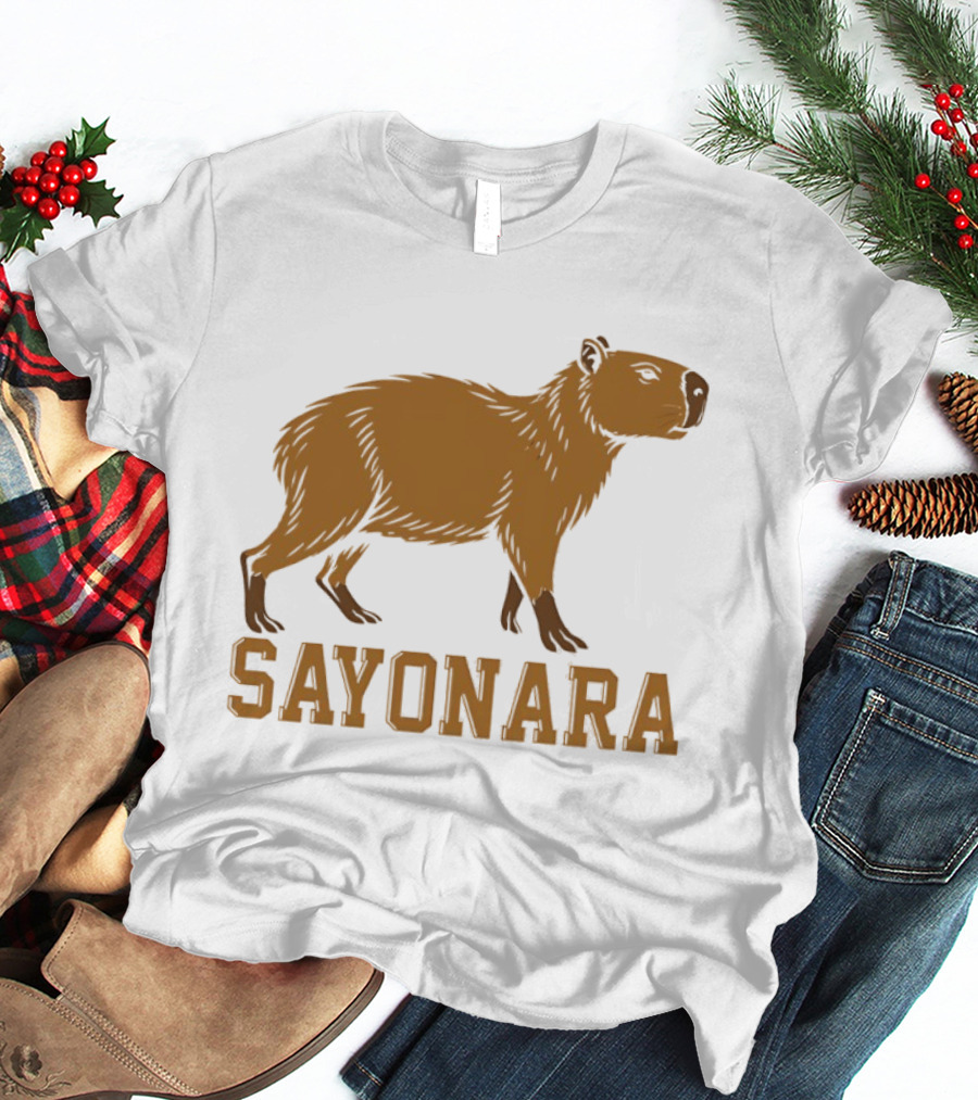 Sayonara Capybara Brown Rodent Farewell T-Shirt