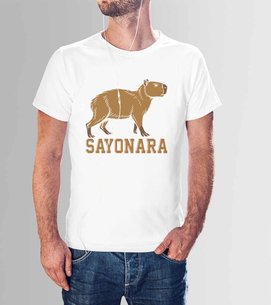 Sayonara Capybara Brown Rodent Farewell T-Shirt