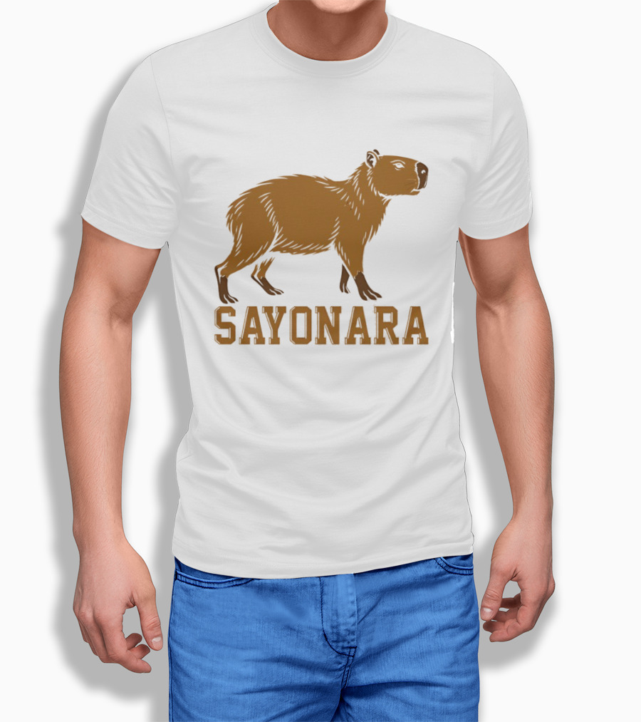 Sayonara Capybara Brown Rodent Farewell T-Shirt