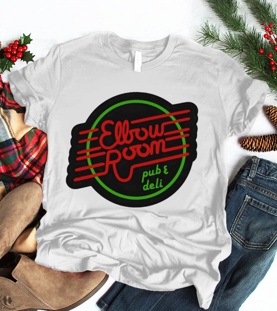 Elbow Room Pub And Deli Neon Sign Red And Green Circle T-Shirt