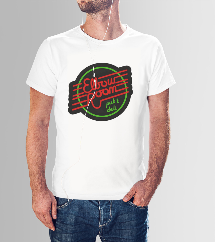 Elbow Room Pub And Deli Neon Sign Red And Green Circle T-Shirt