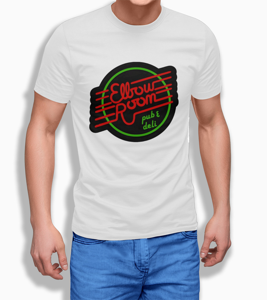 Elbow Room Pub And Deli Neon Sign Red And Green Circle T-Shirt