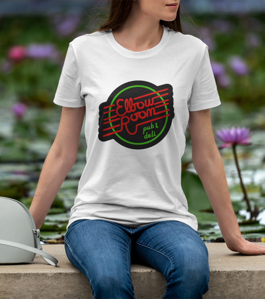 Elbow Room Pub And Deli Neon Sign Red And Green Circle T-Shirt