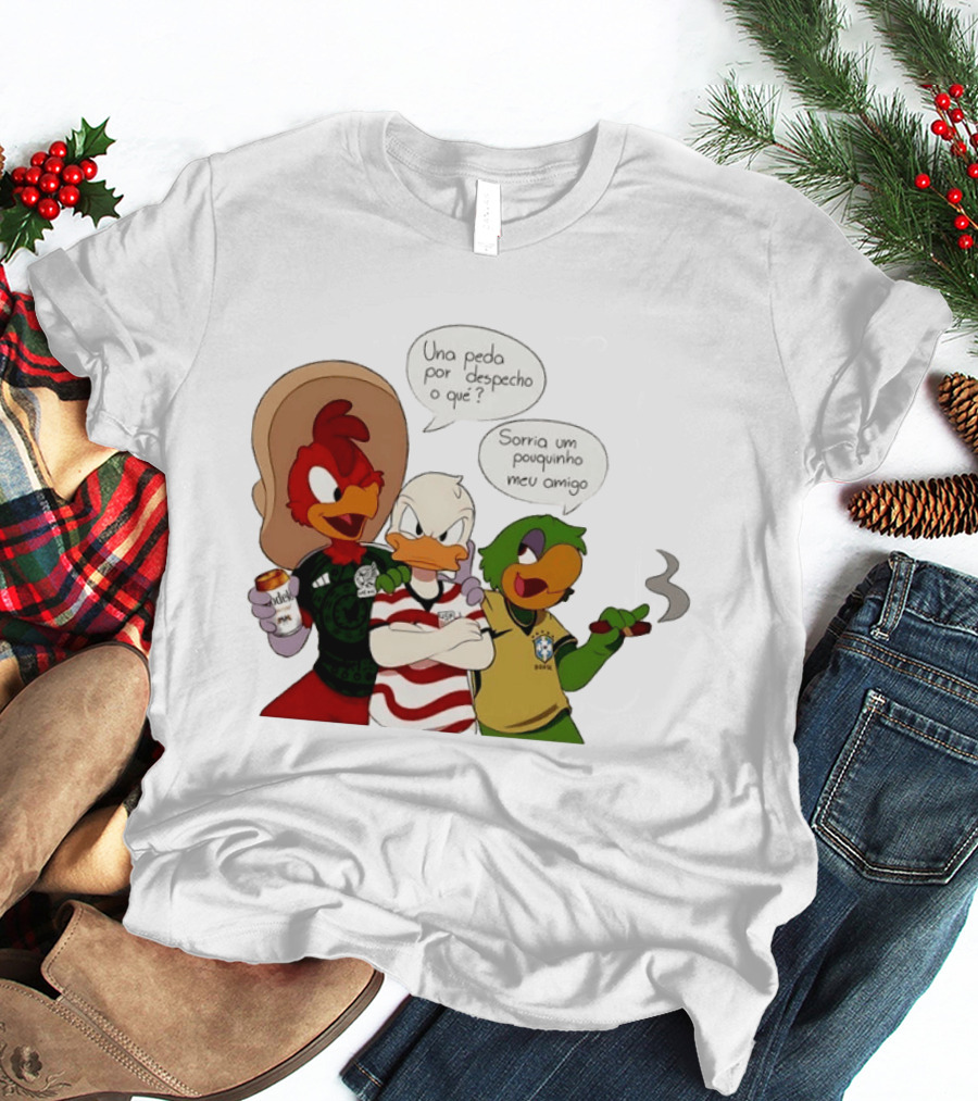 The Three Caballeros Panchito Pistoles Donald Duck José Carioca México USA Brazil Jerseys Soccer Fan Collection T-Shirt