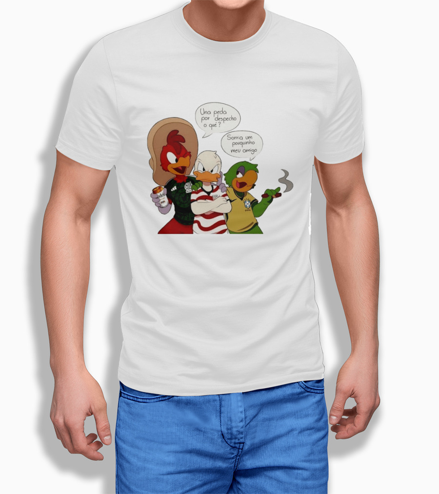 The Three Caballeros Panchito Pistoles Donald Duck José Carioca México USA Brazil Jerseys Soccer Fan Collection T-Shirt