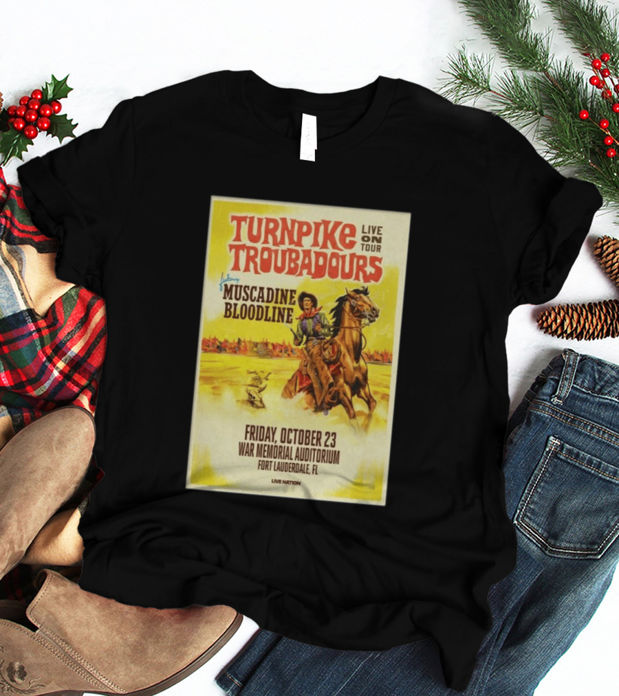 Turnpike Troubadours Live On Tour Featuring Muscadine Bloodline War Memorial Auditorium Fort Lauderdale October 23 T-Shirt