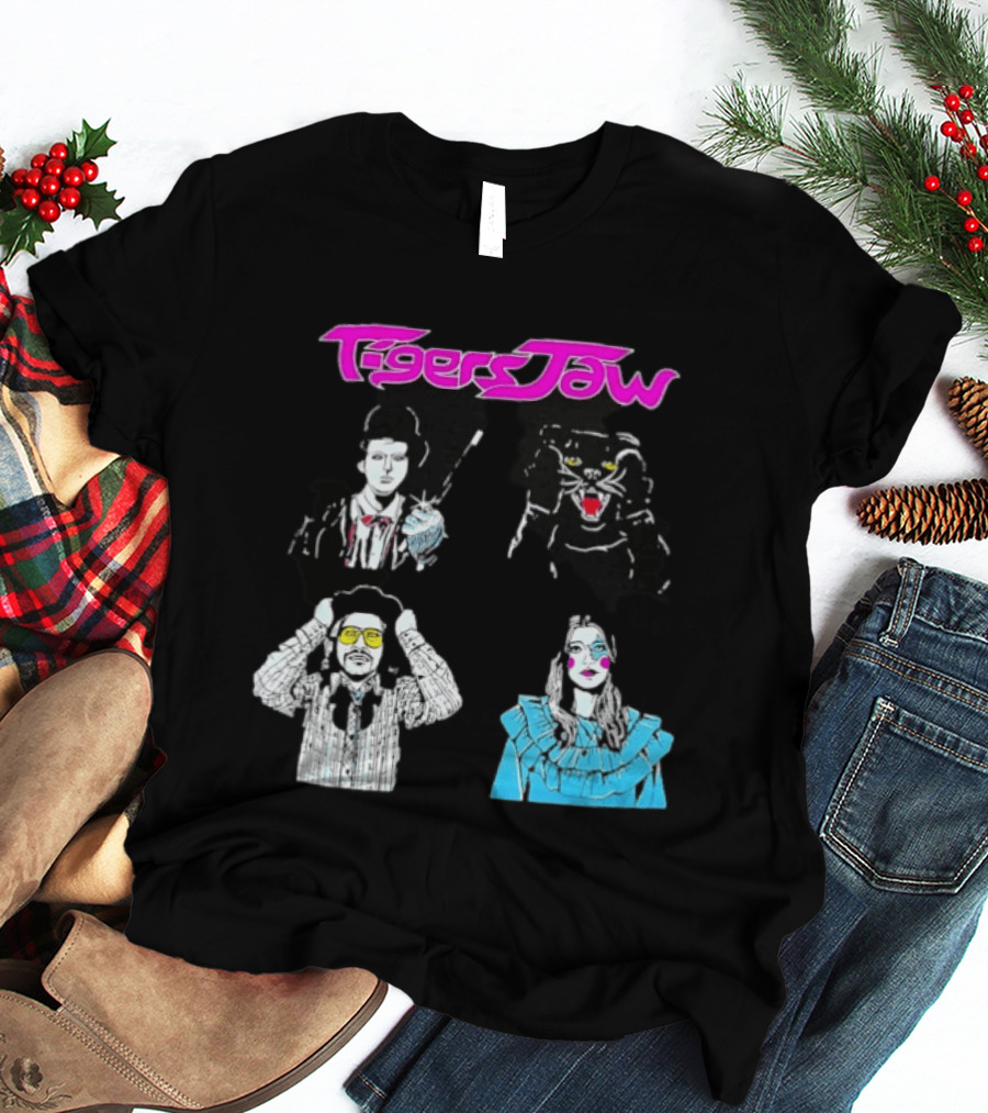 Tigers Jaw Band Members Indie Rock Retro Style Illustrated Portraits T-Shirt