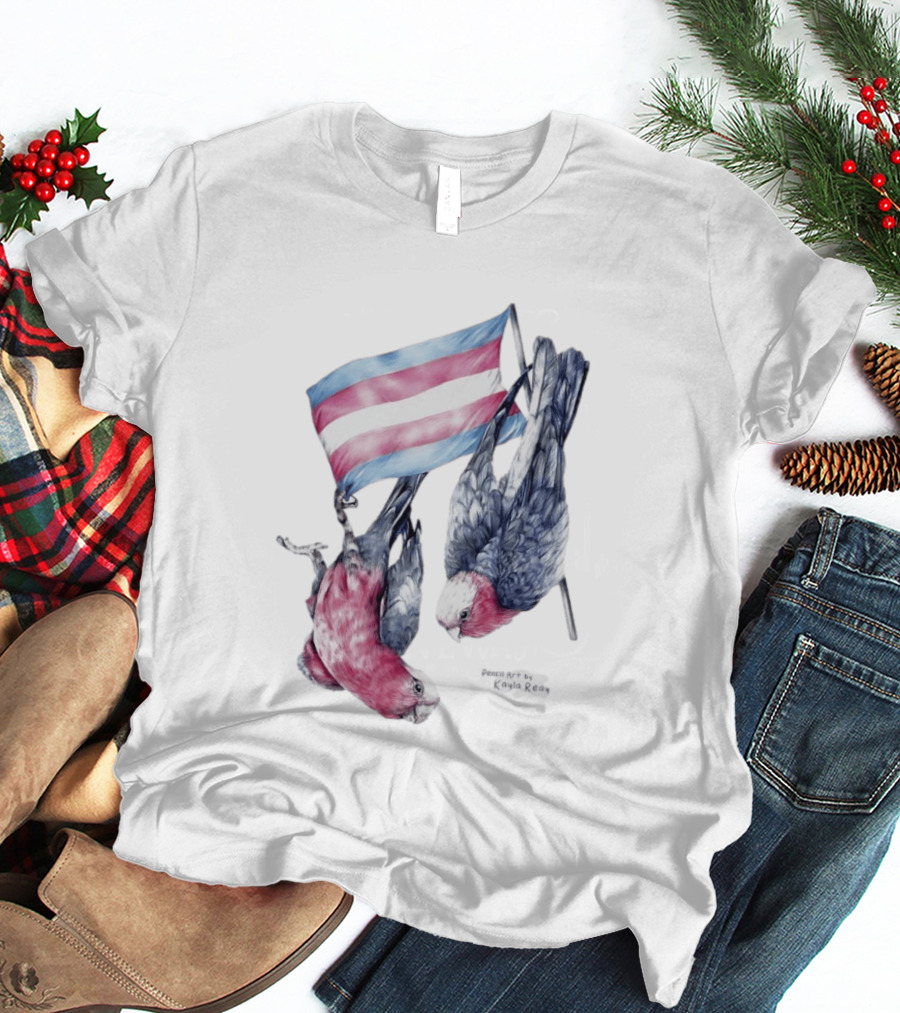 Trans Pride Flag Galah Parrots By Kayla Reay T-Shirt