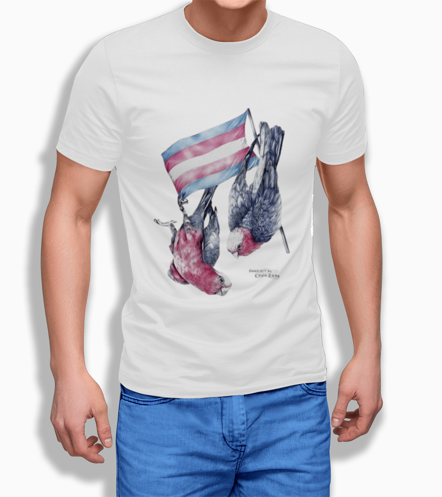 Trans Pride Flag Galah Parrots By Kayla Reay T-Shirt