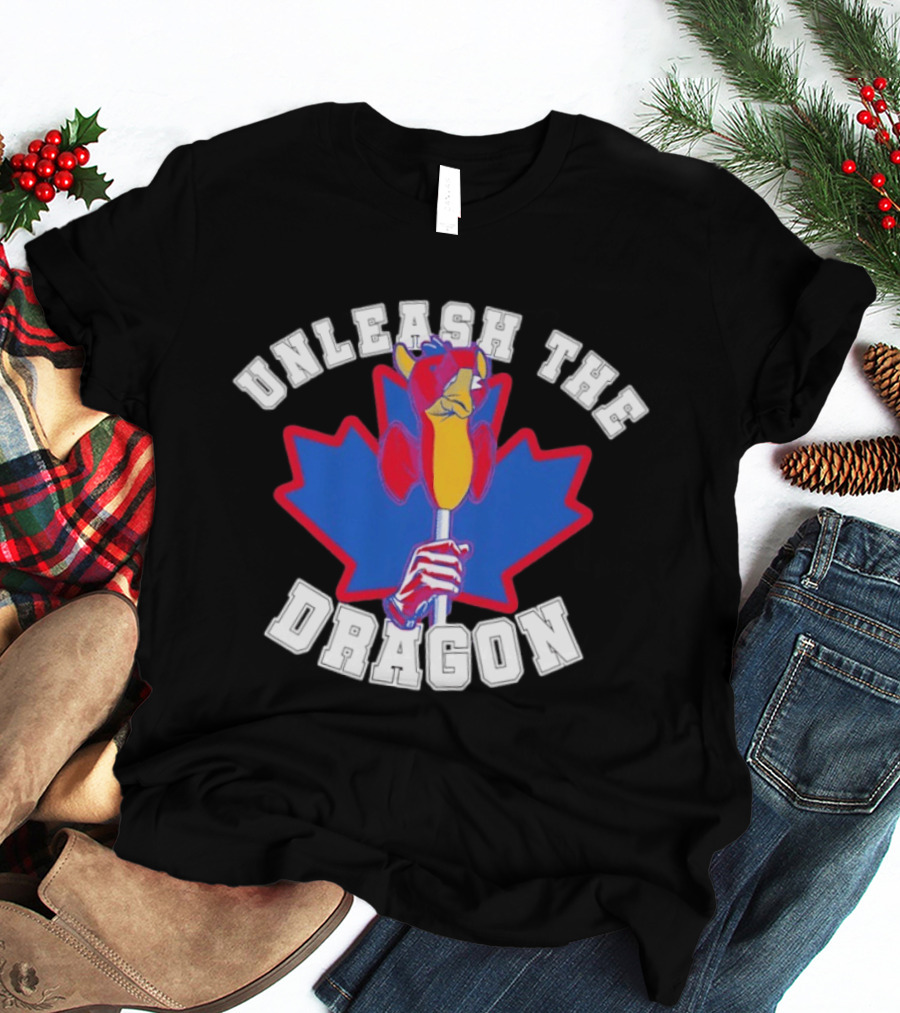 Unleash The Dragon Toronto Blue Jays Home Run Dragon Maple Leaf T-Shirt