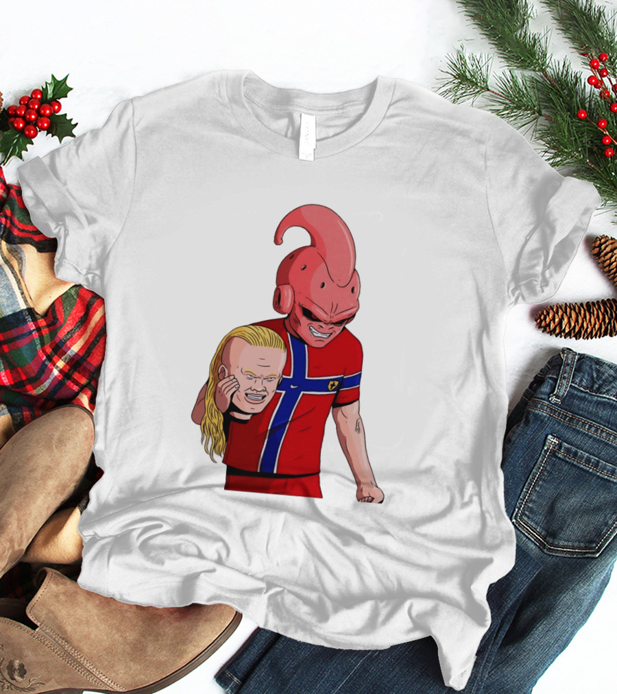 Majin Buu Holding Erling Haaland With Norway Football Jersey T-Shirt