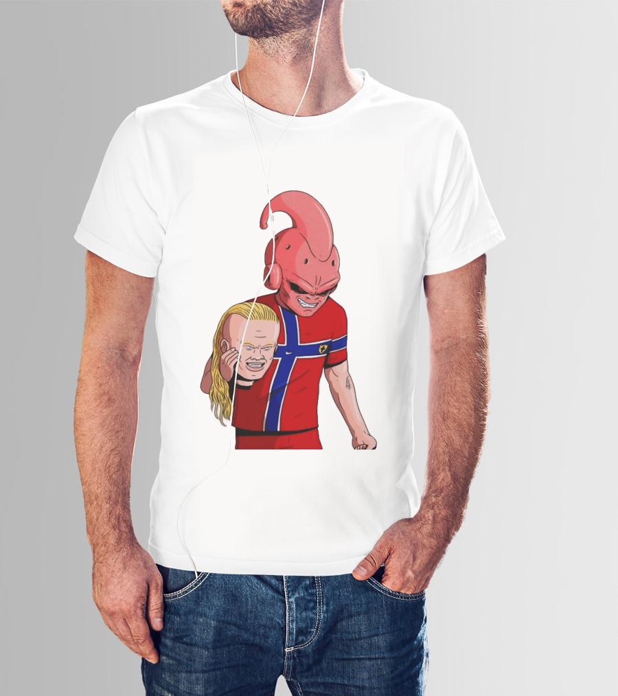 Majin Buu Holding Erling Haaland With Norway Football Jersey T-Shirt