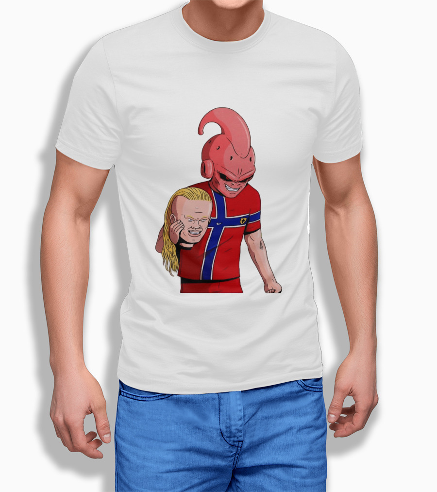 Majin Buu Holding Erling Haaland With Norway Football Jersey T-Shirt