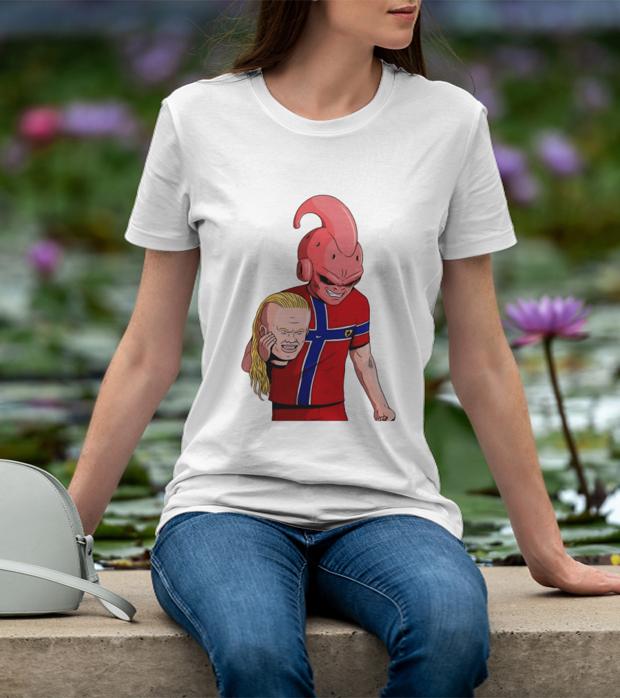Majin Buu Holding Erling Haaland With Norway Football Jersey T-Shirt