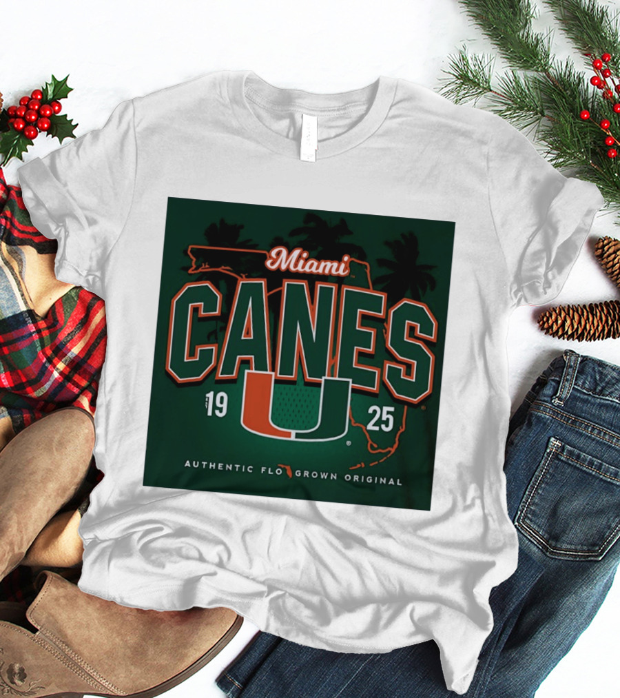 Miami Hurricanes Canes U Authentic Flo Grown 1925 Palm Trees T-Shirt