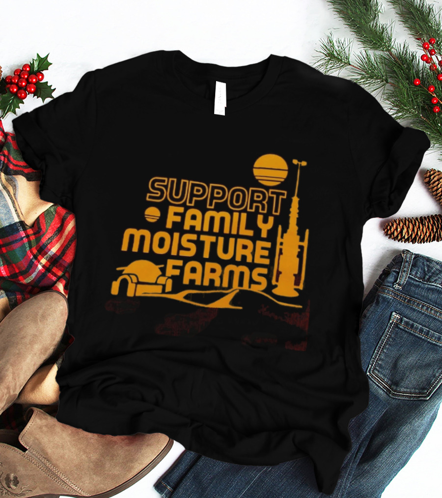 Support Family Moisture Farms Tatooine Landspeeder Sunset Scene T-Shirt