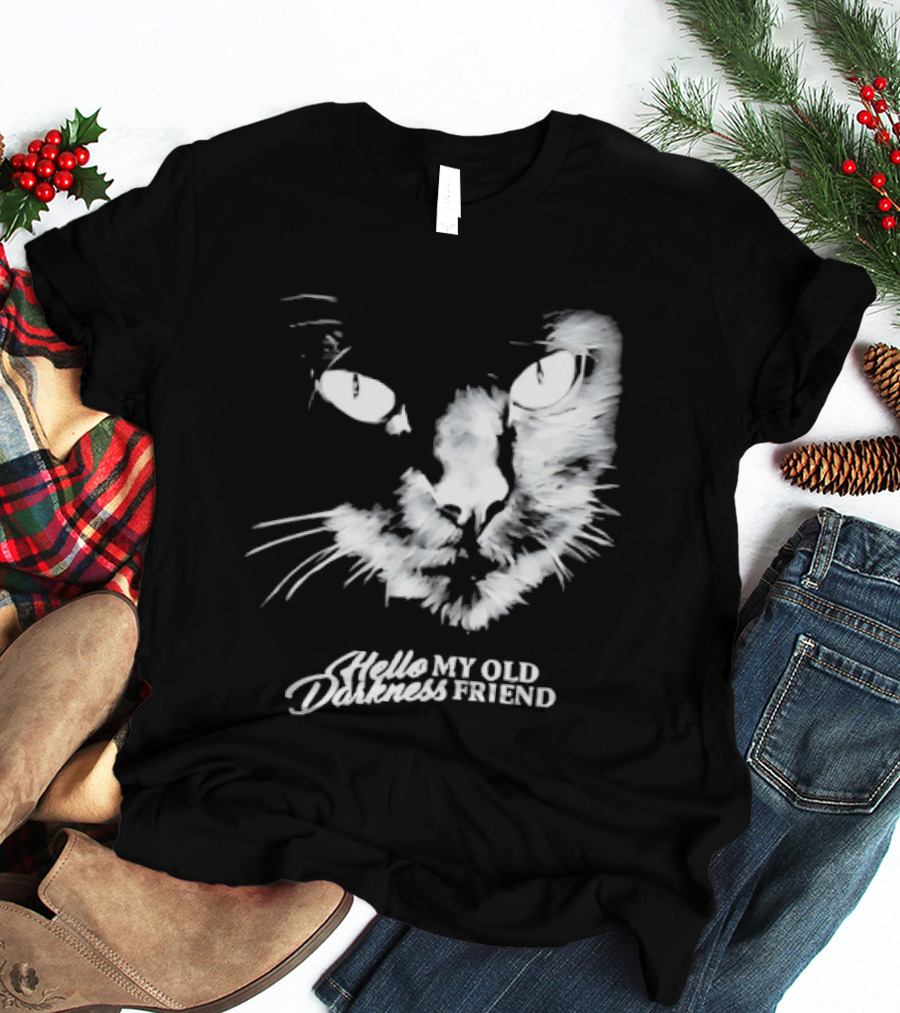 Hello Darkness My Old Friend Cat Face Simon And Garfunkel T-Shirt