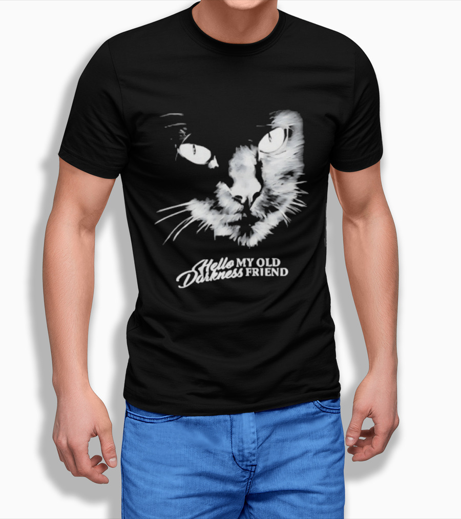 Hello Darkness My Old Friend Cat Face Simon And Garfunkel T-Shirt
