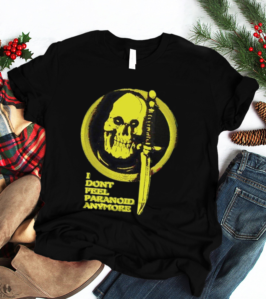 I Don't Feel Paranoid Anymore Skull Dagger Retro Horror Vibe T-Shirt