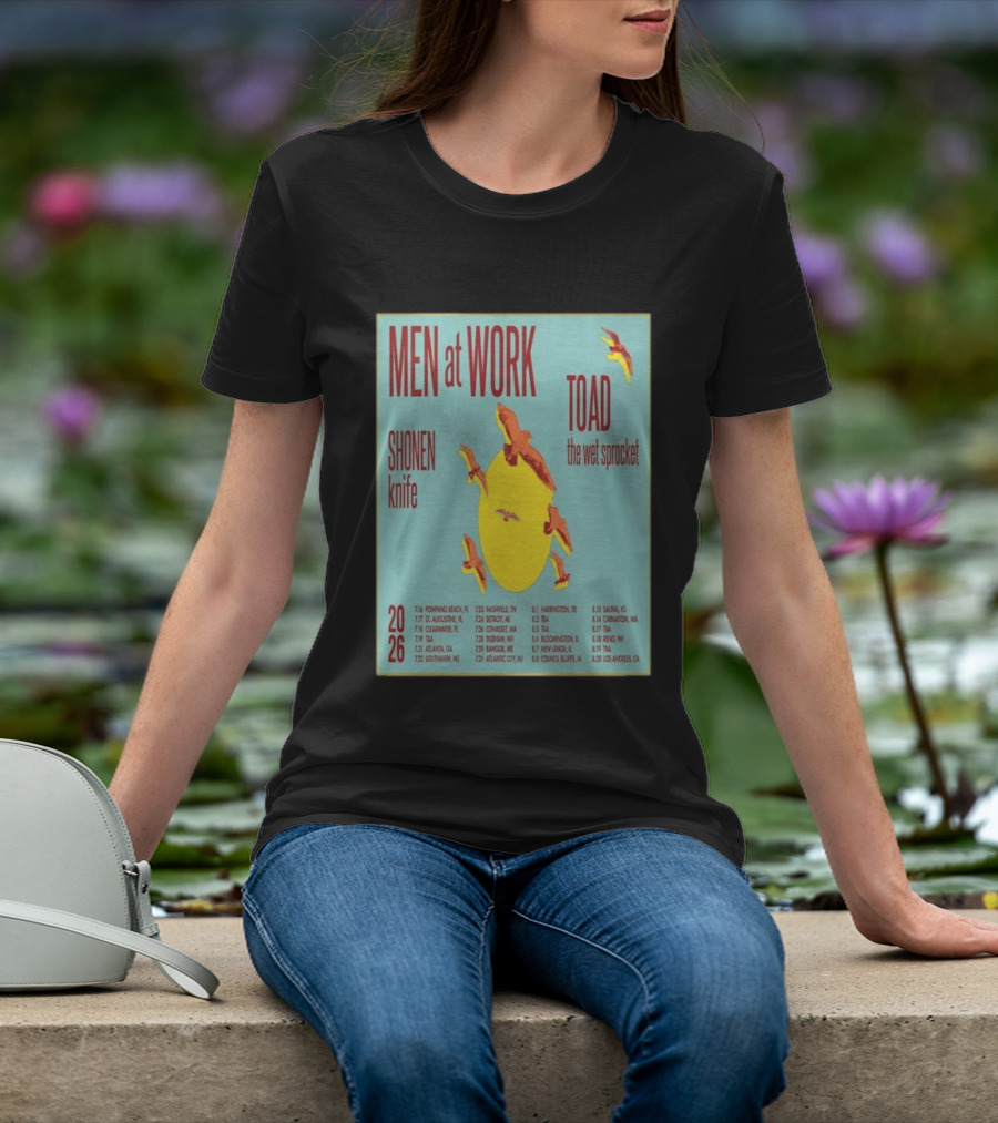 Men At Work Toad The Wet Sprocket Shonen Knife 2026 Tour Dates And Locations T-Shirt