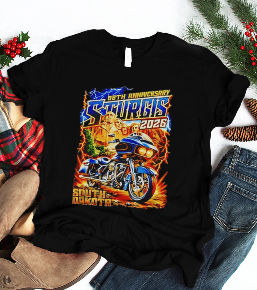 88th Anniversary Sturgis 2026 South Dakota Motorcycle Mount Rushmore T-Shirt