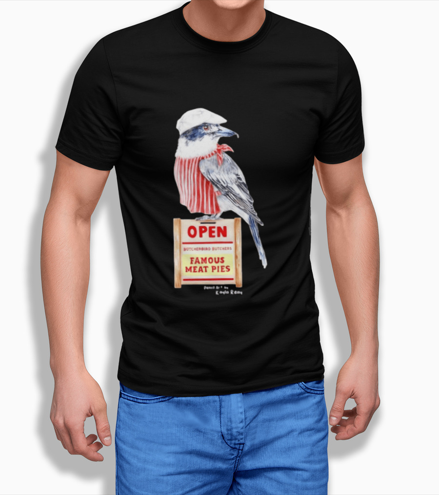 Basil The Butcher Bird Open Butcherbird Butchers Famous Meat Pies Display T-Shirt