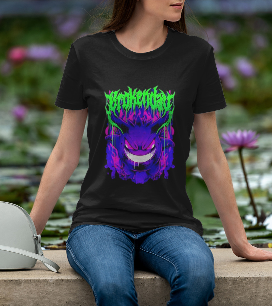 Brokey Day Gengar Pokemon Ghost Type Metal Band T-Shirt