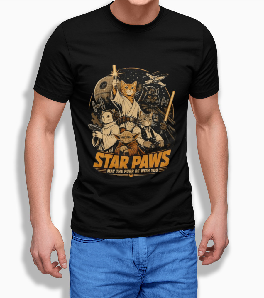 Star Paws May The Purr Be With You Cat Jedi Warriors Star Wars T-Shirt