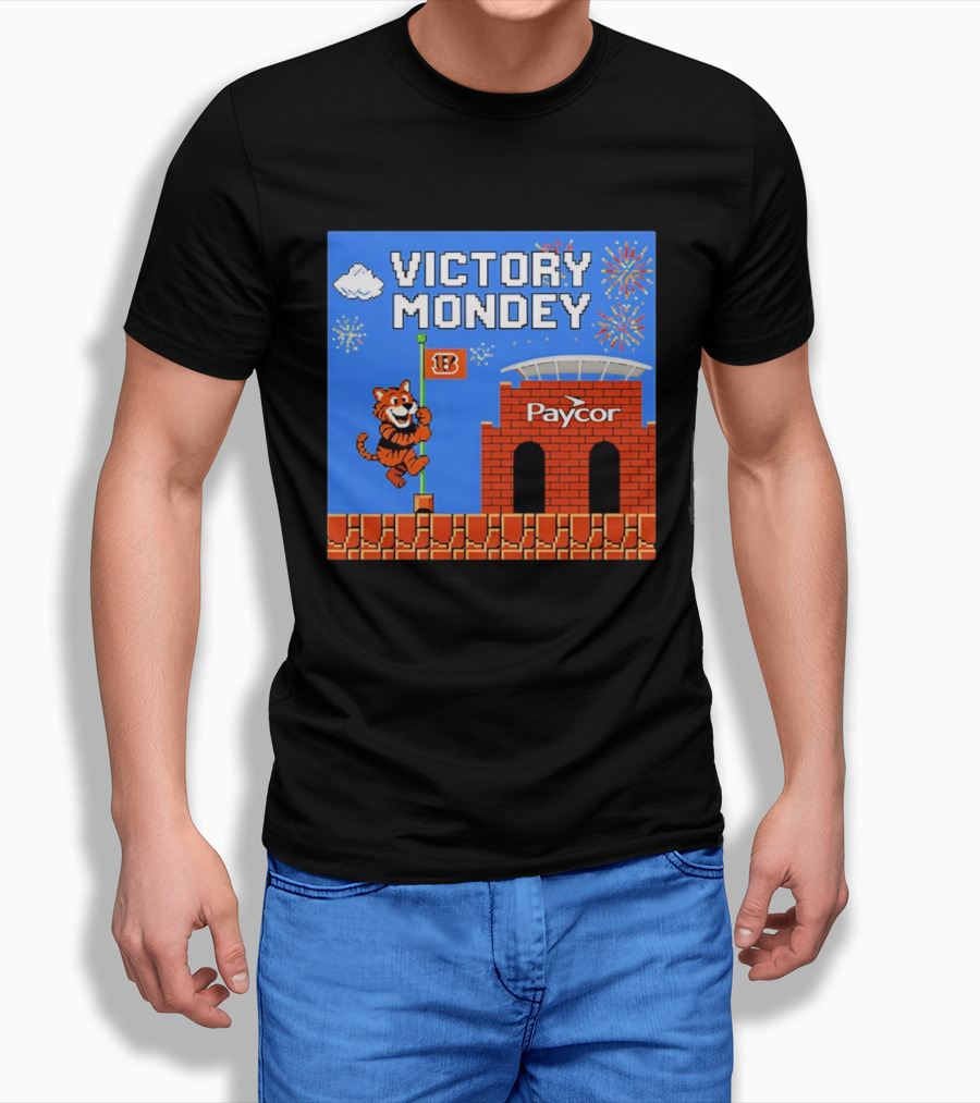 Cincinnati Bengals Victory Mondey Pixel Art Tiger Paycor Stadium Celebration T-Shirt