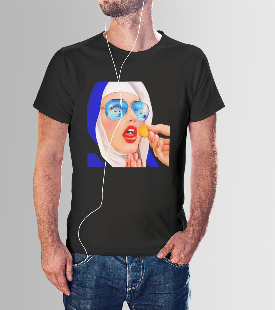 Doge Nun Sunglasses Reflection Communion Meme T-Shirt