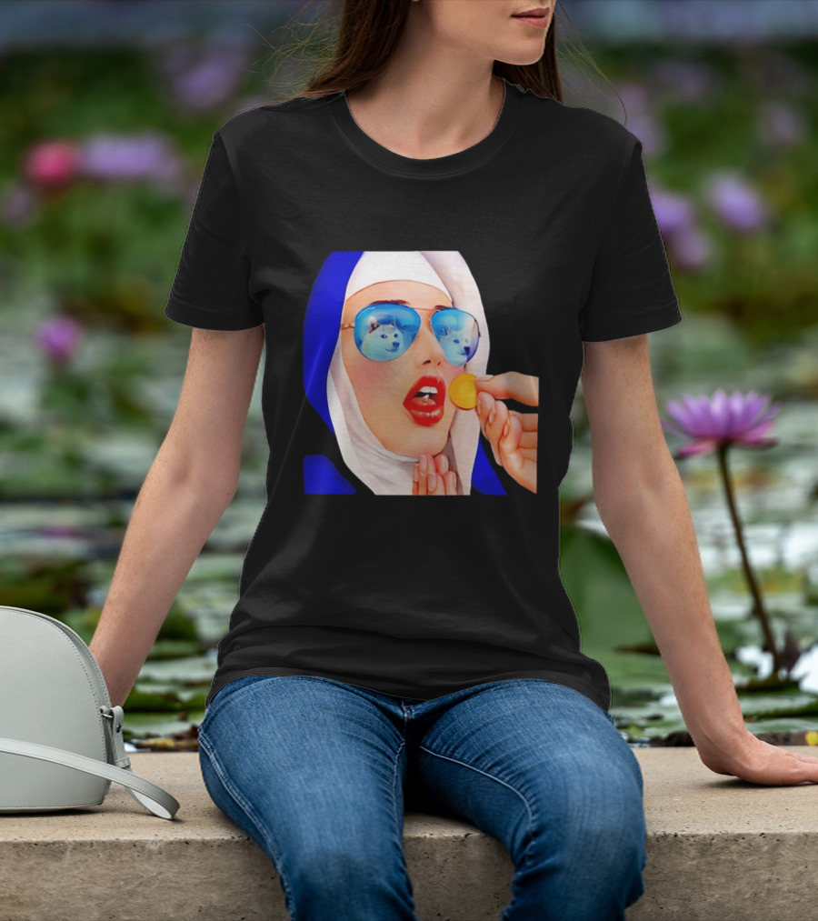 Doge Nun Sunglasses Reflection Communion Meme T-Shirt