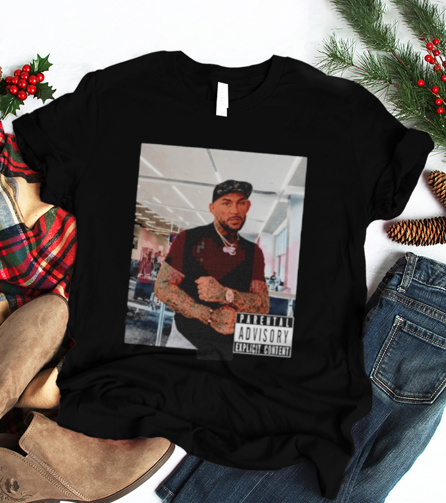 Dustin Poirier Parental Advisory Explicit Content Indoors Tattooed Man With Chain And T-Shirt