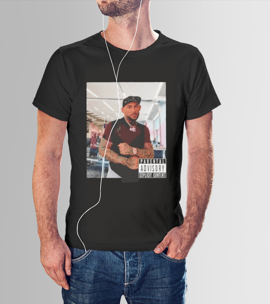 Dustin Poirier Parental Advisory Explicit Content Indoors Tattooed Man With Chain And T-Shirt