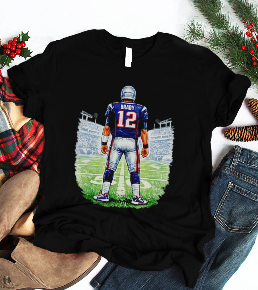 Brady 12 New England Patriots Football Stadium Back View T-Shirt