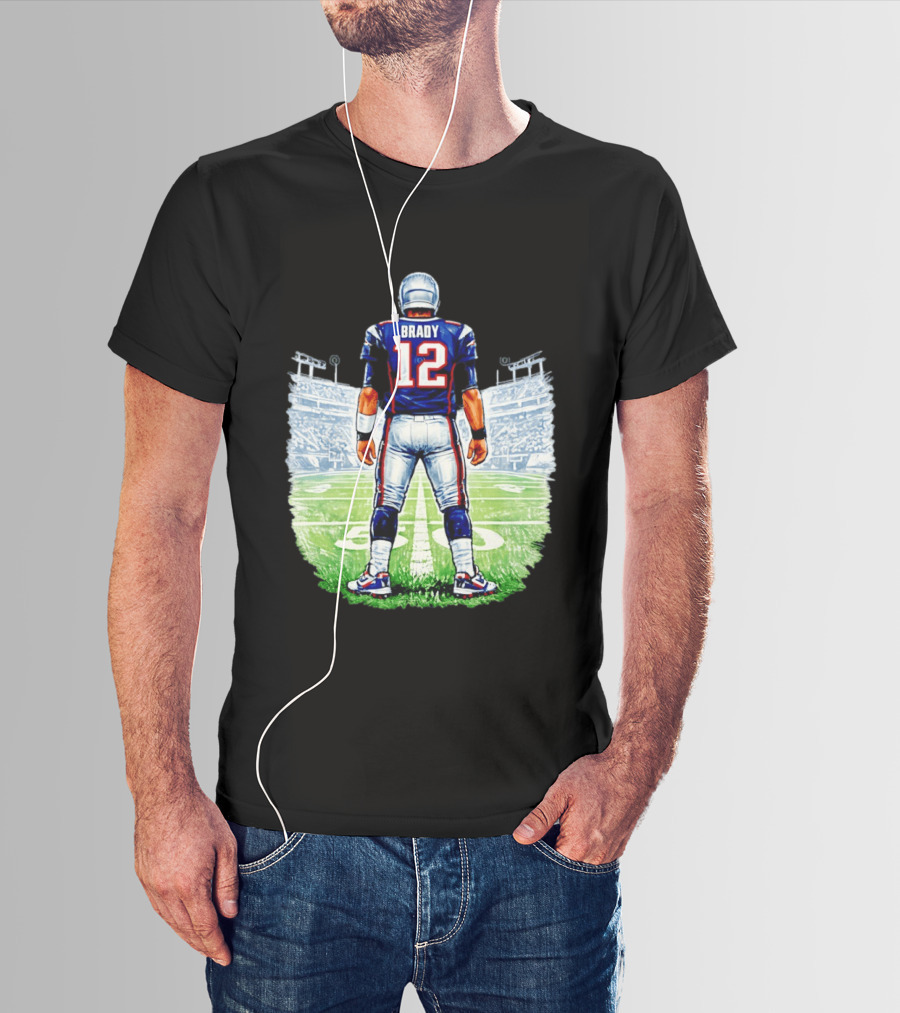 Brady 12 New England Patriots Football Stadium Back View T-Shirt
