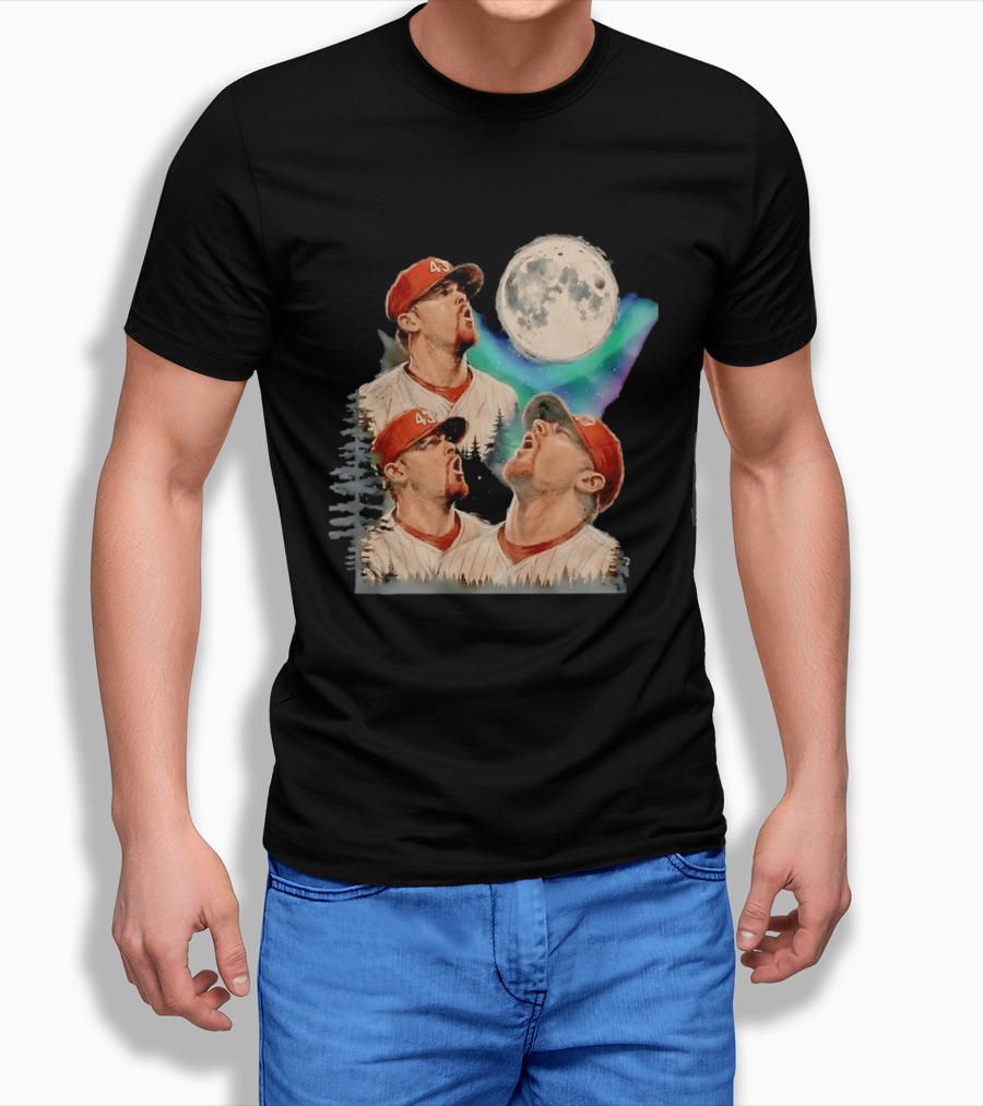 Baseball Player 43 Moon Howling Forest T-Shirt