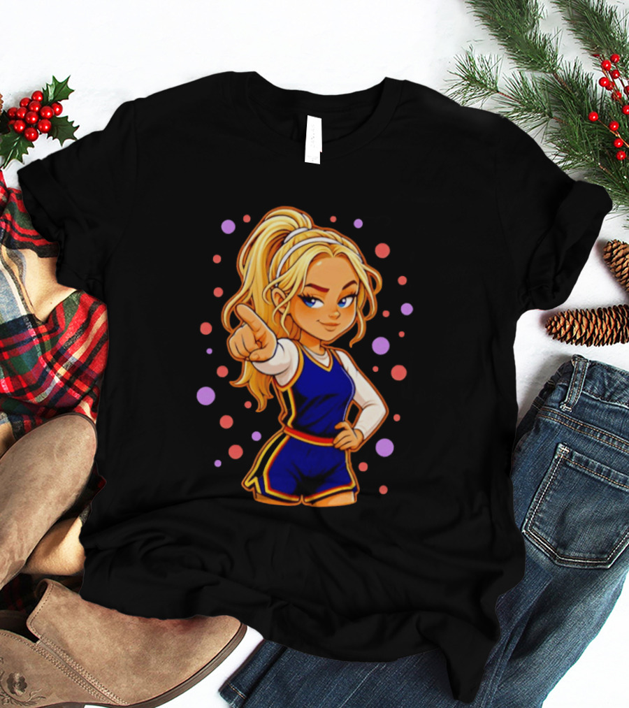 Chibi Sophie Cunningham Pointing In Basketball Uniform With Ponytail T-Shirt