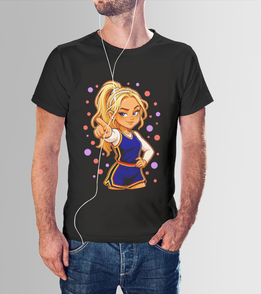 Chibi Sophie Cunningham Pointing In Basketball Uniform With Ponytail T-Shirt