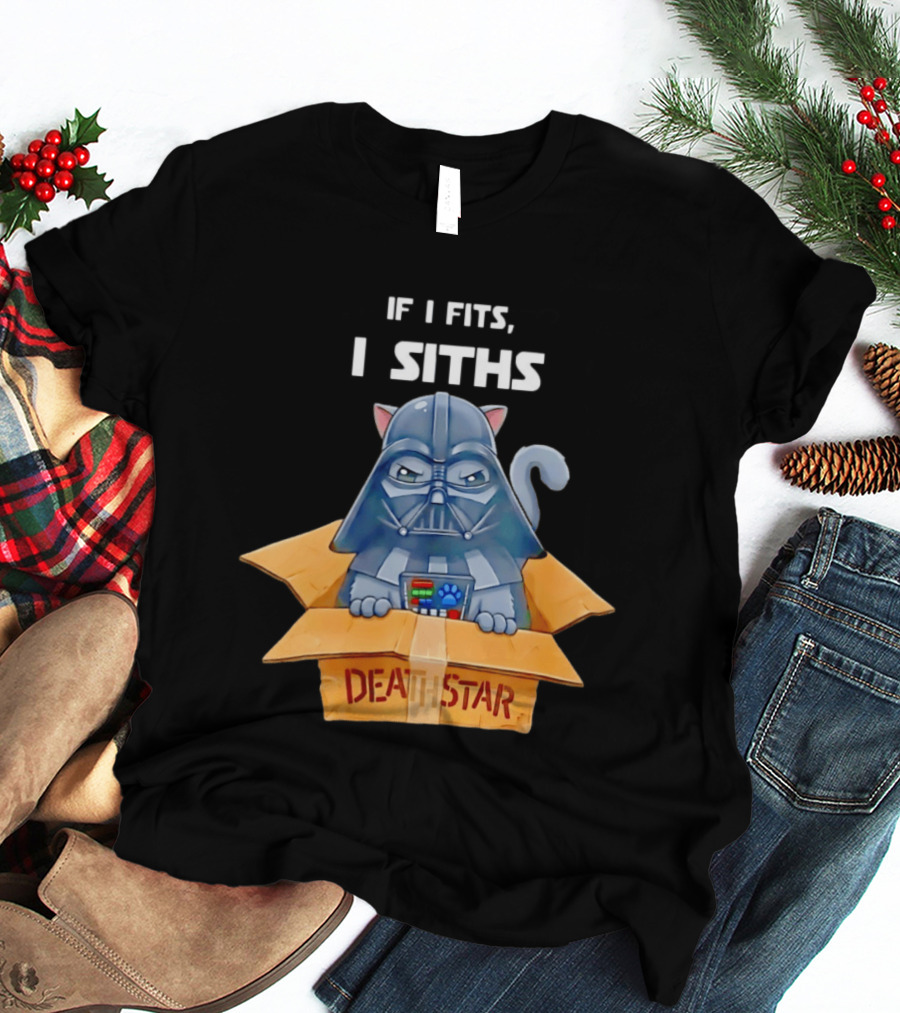 If I Fits I Siths Darth Vader Cat In Death Star Box T-Shirt