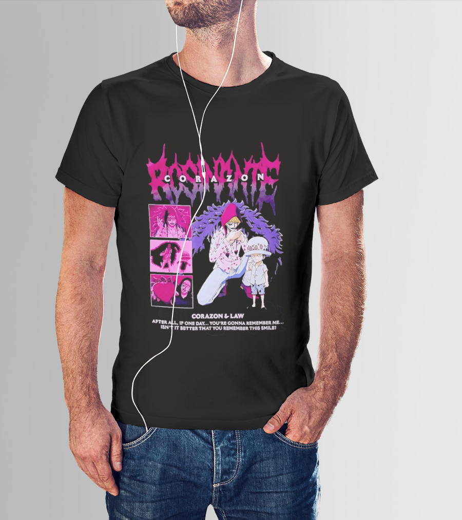 Corazon And Law One Piece After All If One Day You're Gonna Remember Me Smile Manga T-Shirt