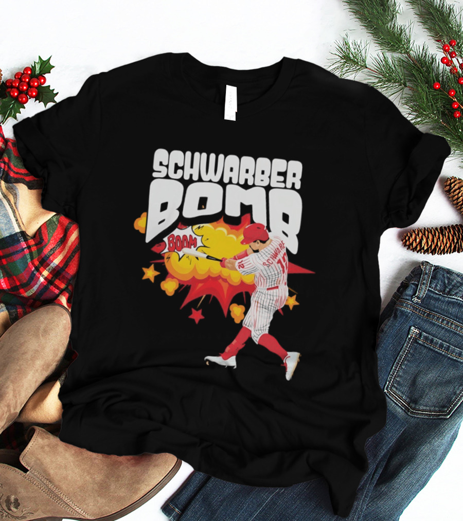 Schwarber Bomb Boom Baseball Philadelphia Phillies Player Action T-Shirt