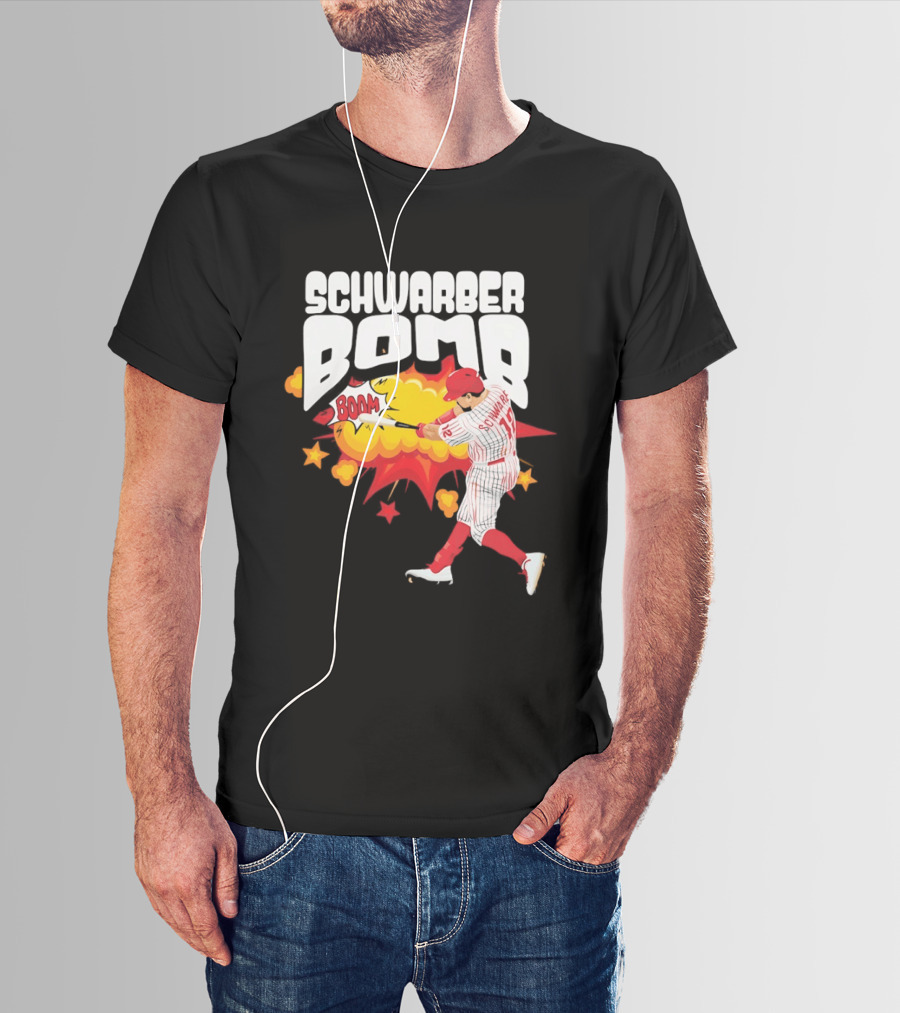 Schwarber Bomb Boom Baseball Philadelphia Phillies Player Action T-Shirt